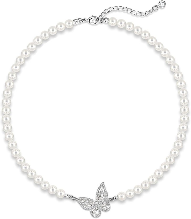 Zeffy Pearl Necklace 4MM/6MM/8MM Dainty Round Imitation Pearl Choker Necklace Wedding Pearl Necklace Delicate Jewelry for Women Simple Bridesmaid Jewelry Gifts - Image 1